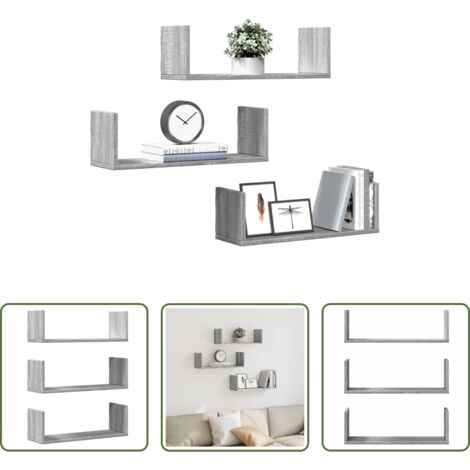 Scaffali a parete -  Mensole a Parete 2pz Grigio Sonoma 58x18x18 cm in Truciolato