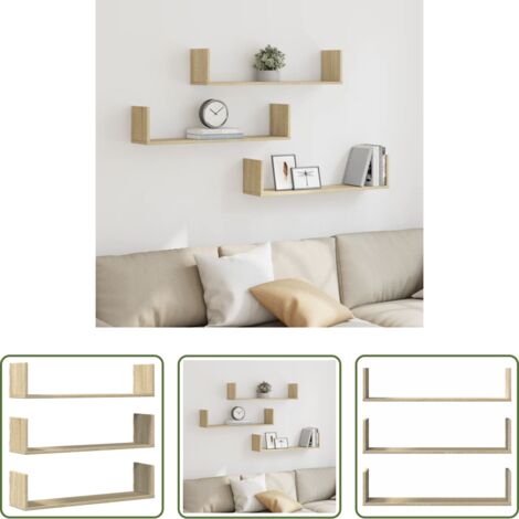 Scaffali a parete -  Mensole a Parete 3pz Rovere Sonoma 80x18x18 cm in Truciolato