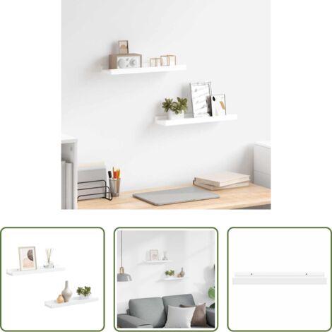 Scaffali a parete -  Mensole con Sporgenza 2 pz Bianche 40x9x3 cm MDF
