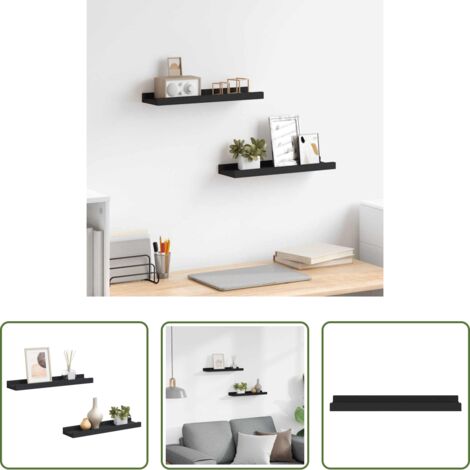 Scaffali a parete -  Mensole con Sporgenza 2 pz Nere 40x9x3 cm MDF