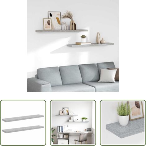 Scaffali a parete -  Scaffali a Parete 2 pz Grigio Cemento 120x23,5x3,8 cm in MDF