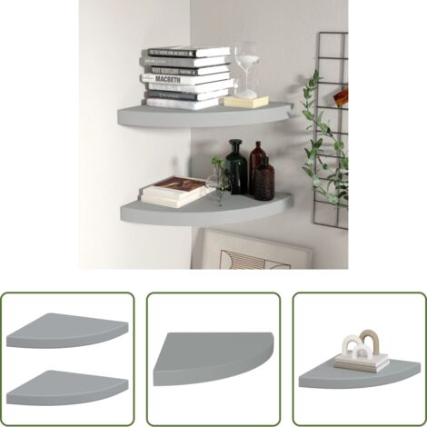 Scaffali a parete -  Scaffali Angolari a Parete 2 pz Grigi 35x35x3,8 cm in MDF