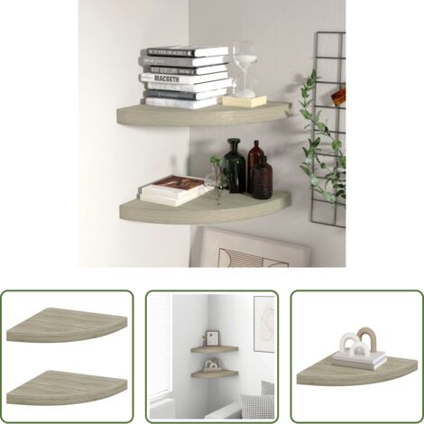 Scaffali a Parete -  Scaffali Angolari a Parete 2 pz Rovere 35x35x3,8 cm in MDF