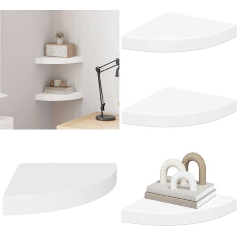 Scaffali Angolari a Parete 2 pz Bianchi 25x25x3,8 cm in MDF - Scaffali a parete - Scaffali in mdf