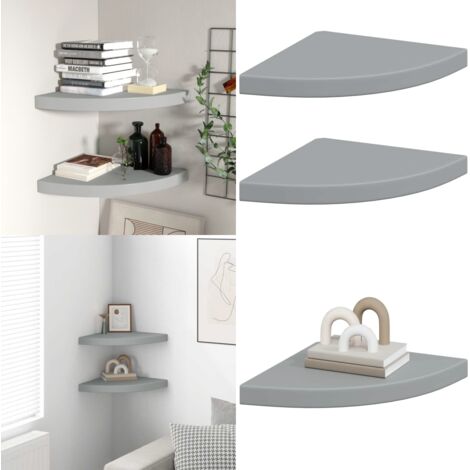 Scaffali Angolari a Parete 2 pz Grigi 35x35x3,8 cm in MDF - Scaffali a parete - Scaffali per libri