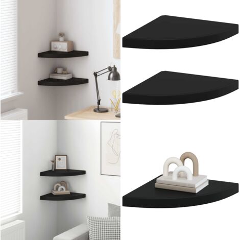 Scaffali Angolari a Parete 2 pz Neri 35x35x3,8 cm in MDF - Scaffali a Parete - Scaffali in MDF
