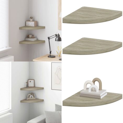 Scaffali Angolari a Parete 2 pz Rovere 35x35x3,8 cm in MDF - Scaffali a Parete - Scaffali in MDF