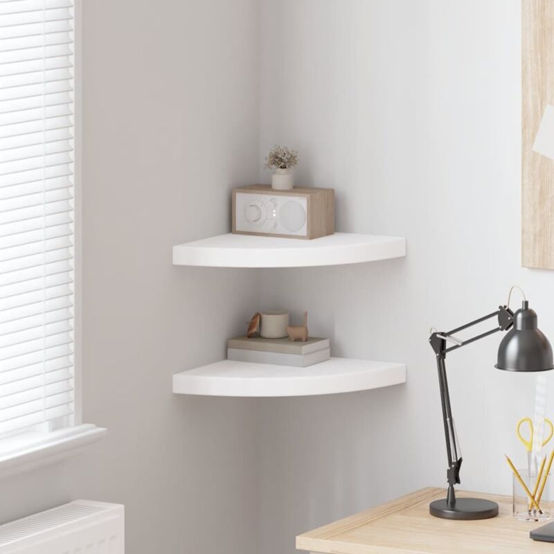 Scaffali Angolari A Parete 2 Pz Bianchi 35x35x3,8 Cm In Mdf Vidaxl