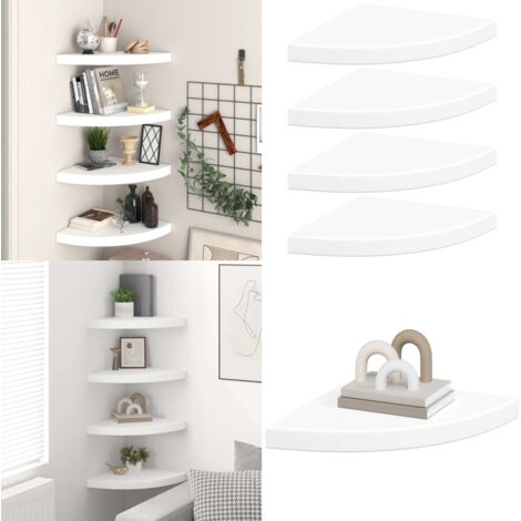 Scaffali Angolari a Parete 4 pz Bianchi 35x35x3,8 cm in MDF - Scaffali angolari - Scaffali in mdf