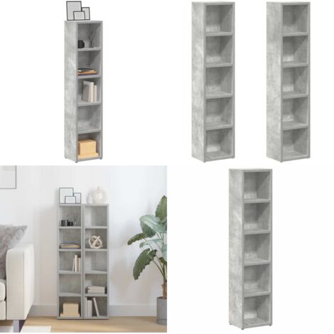 Scaffali CD 2pz Grigio Cemento 21x16x93,5 cm Legno Multistrato - Scaffali in legno - Scaffali per CD e DVD