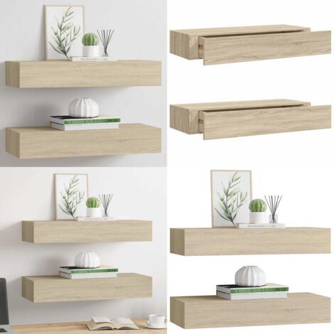 Scaffali con Cassetti da Parete 2 pz Rovere 60x23,5x10 cm MDF - Cassetti - Scaffali con cassetto