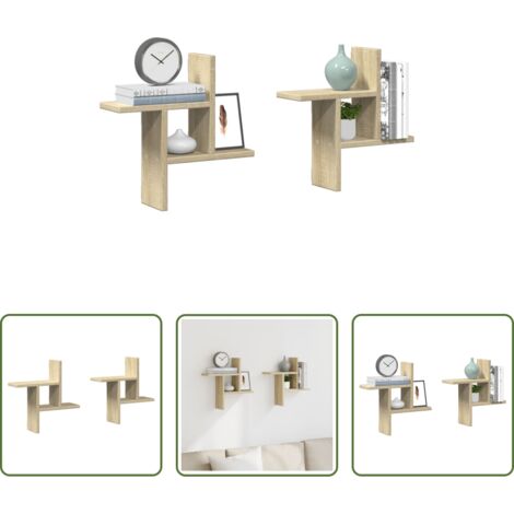 Scaffali da parete -  Mensole Parete 2pz Rovere Sonoma 38x12x38 cm in Truciolato