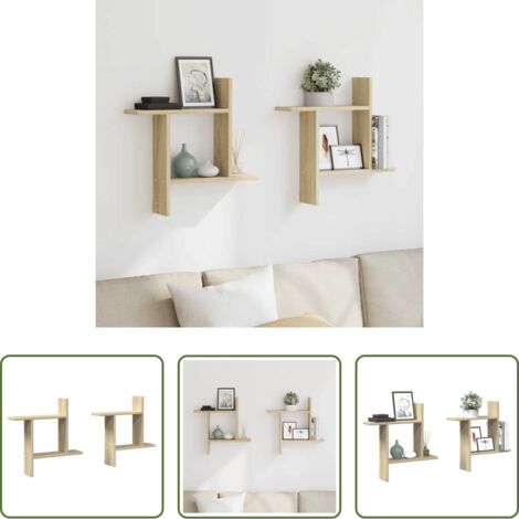 Scaffali da parete -  Mensole Parete 2pz Rovere Sonoma 50x12x50 cm in Truciolato