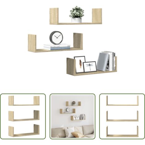 Scaffali da parete -  Mensole Parete 2pz Rovere Sonoma 58x18x18 cm in Truciolato