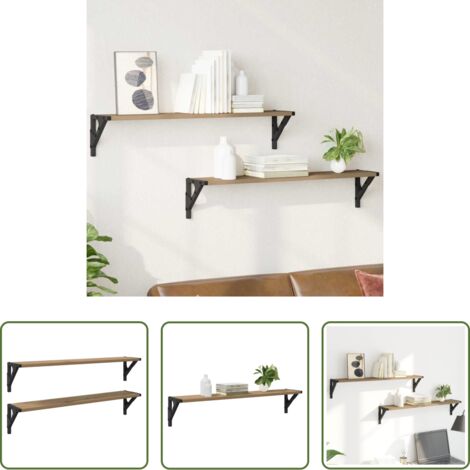 Scaffali da parete -  Scaffali da parete 2 pcs Rovere artigianale 80 x 15 x 15,5 cm