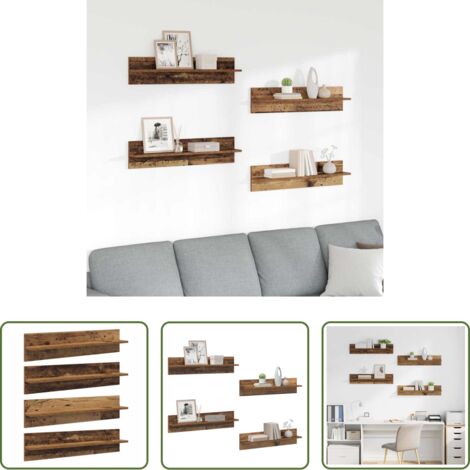 Scaffali da parete -  Scaffali da parete 4 pcs Legno vecchio 80 x 11,5 x 18 cm