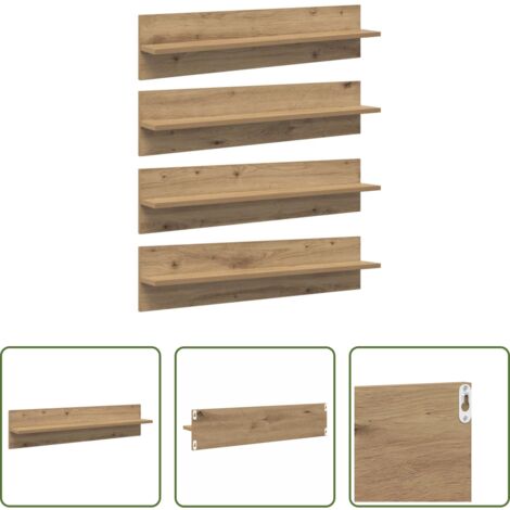 Scaffali da parete -  Scaffali da parete 4 pcs Rovere artigianale 80 x 11,5 x 18 cm