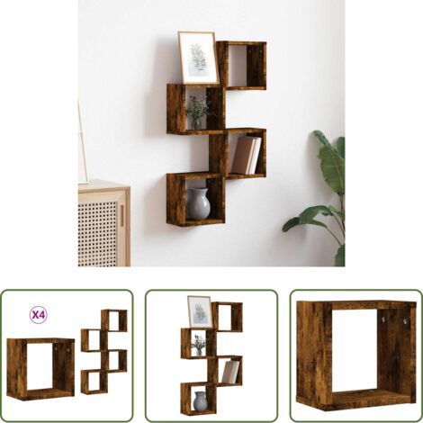 Scaffali da parete -  Scaffali da parete 4 pcs Rovere fumé 26 x 15 x 26 cm