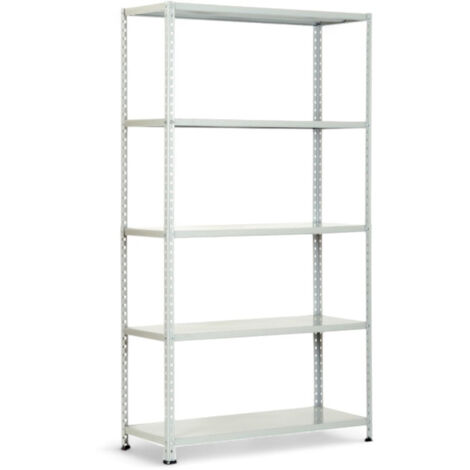 Scaffali in kit 5 ripiani angolari grigio 100x40x186 cm capacità di carico 400 kg acciaio verniciato montaggio sicuro
