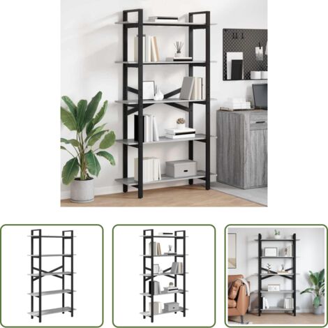 Scaffali in legno -  Libreria Grigio Sonoma 100 x 33,5 x 178 cm Legno multistrato