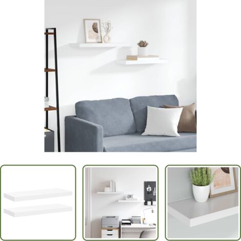 Scaffali in mdf - Scaffali a Parete 2 pz Bianchi 60x23,5x3,8 cm in MDF