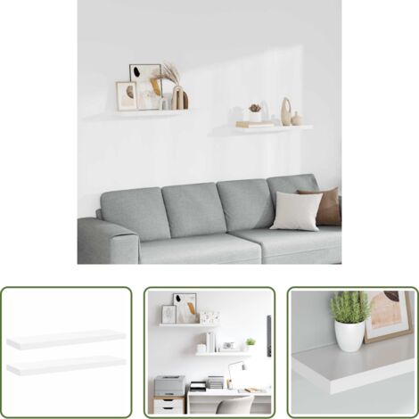 Scaffali in mdf -  Scaffali a Parete 2 pz Bianchi 80x23,5x3,8 cm in MDF