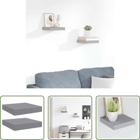 Scaffali in mdf - Scaffali a Parete 2 pz Grigi 23x23,5x3,8 cm in MDF