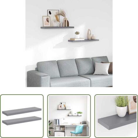Scaffali in mdf -  Scaffali a Parete 2 pz Grigi 80x23,5x3,8 cm in MDF