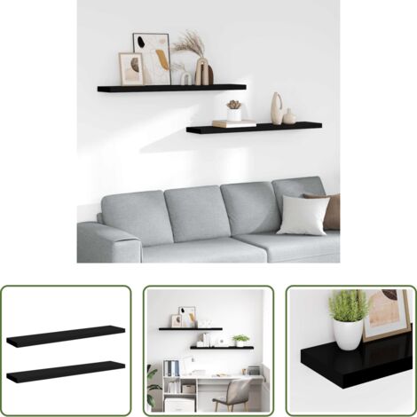 Scaffali in mdf - Scaffali a Parete 2 pz Neri 120x23,5x3,8 cm in MDF