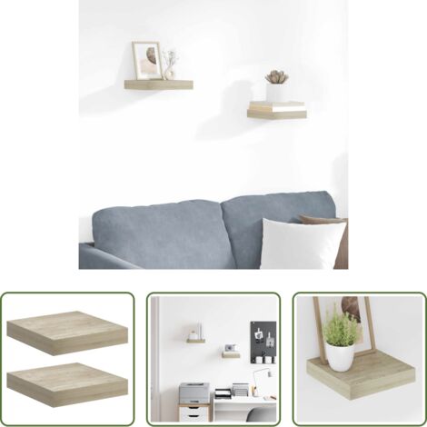 Scaffali in mdf - Scaffali a Parete 2 pz Rovere 23x23,5x3,8 cm in MDF