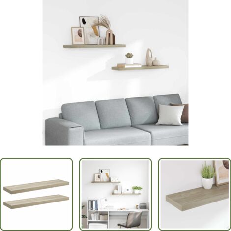 Scaffali in mdf -  Scaffali a Parete 2 pz Rovere 90x23,5x3,8 cm in MDF
