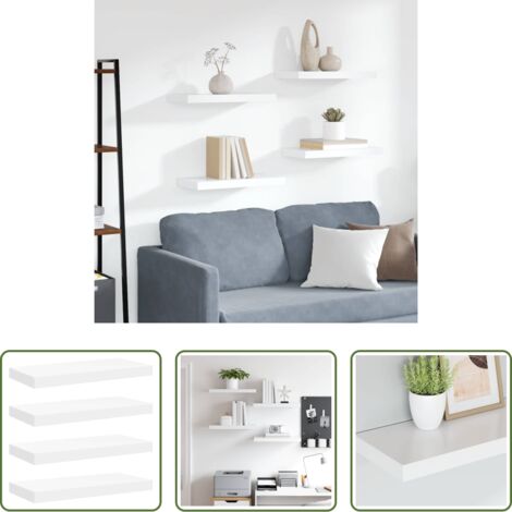 Scaffali in mdf -  Scaffali a Parete 4 pz Bianchi 50x23x3,8 cm in MDF