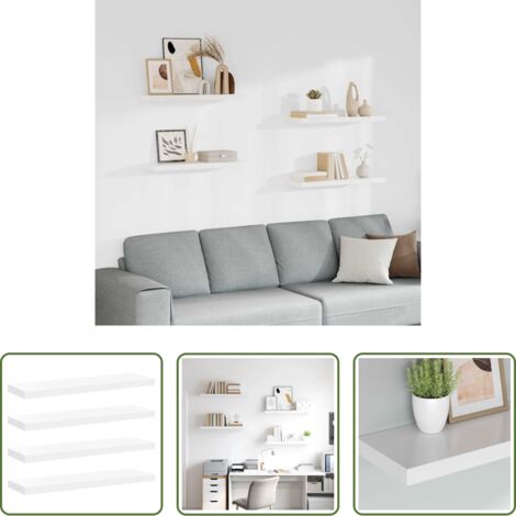 Scaffali in mdf -  Scaffali a Parete 4 pz Bianchi 80x23,5x3,8 cm in MDF