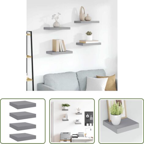 Scaffali in mdf - Scaffali a Parete 4 pz Grigi 23x23,5x3,8 cm in MDF
