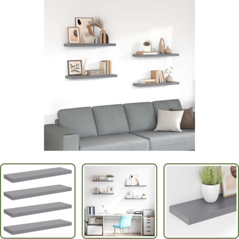 Scaffali in mdf -  Scaffali a Parete 4 pz Grigi 80x23,5x3,8 cm in MDF
