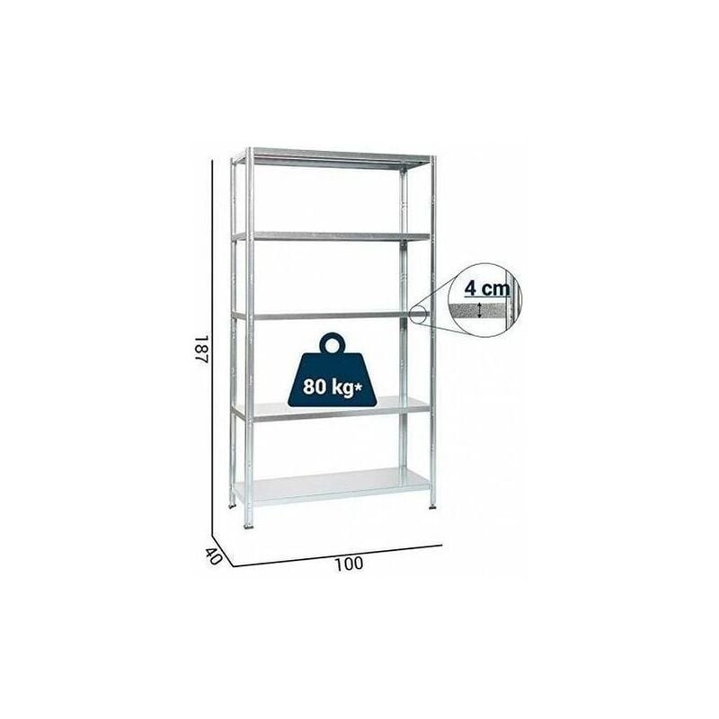 Grima Scaffale Incastro Zincato 5 Ripiani Portata