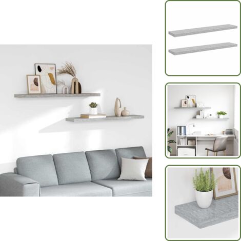 Scaffali in metallo - vidaXL Scaffali a Parete 2 pz Grigio Cemento 120x23,5x3,8 cm in MDF - Scaffali per casa