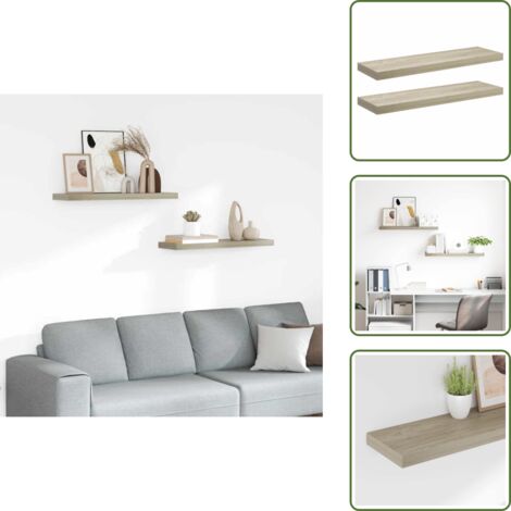 Scaffali in metallo - vidaXL Scaffali a Parete 2 pz Rovere 80x23,5x3,8 cm in MDF - Scaffali per casa