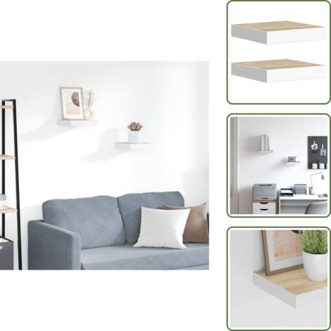 Scaffali in metallo - vidaXL Scaffali a Parete 2 pz Rovere e Bianco 23x23,5x3,8 cm in MDF - Scaffali per casa