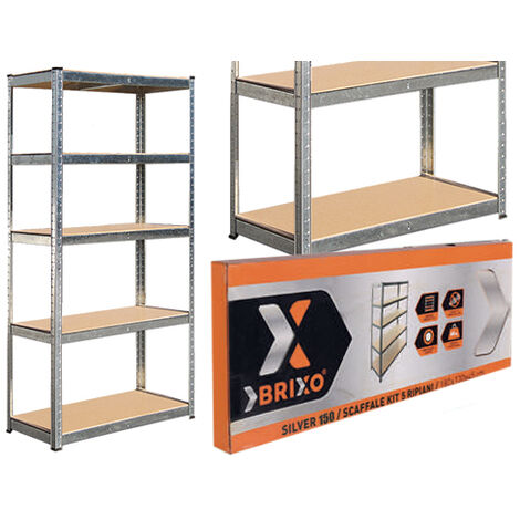 SCAFFALI KIT 5P BRIXO H.180 SILVER 150  2G