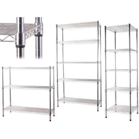 SCAFFALI MANHATTAN IN ACCIAIO CROMATO 5 PIANI  45x45xH150 CM