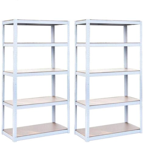 Scaffali metallici 150x75x30 cm bianchi 5 ripiani