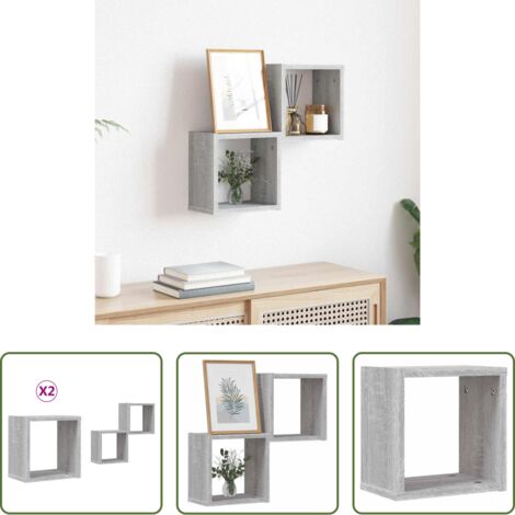 Scaffali moderni -  Scaffali da parete 2 pcs Grigio Sonoma 26 x 15 x 26 cm