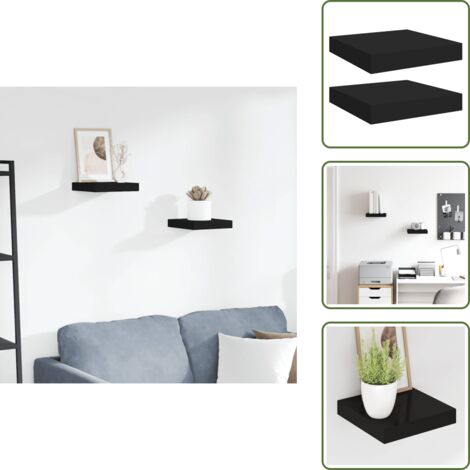 Scaffali neri - vidaXL Scaffali a Parete 2 pz Neri 23x23,5x3,8 cm in MDF - Scaffali per casa