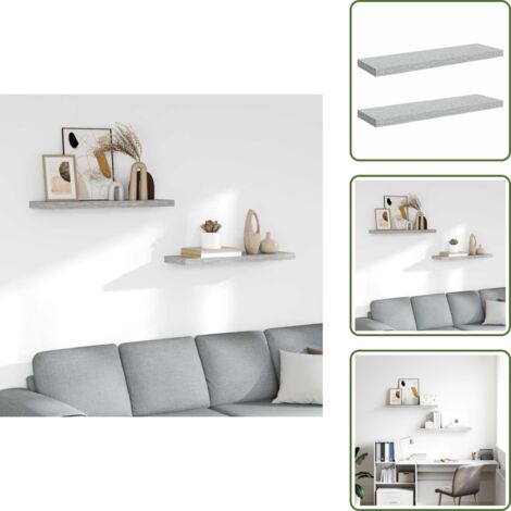 Scaffali per arredamento - vidaXL Scaffali a Parete 2 pz Grigio Cemento 80x23,5x3,8 cm in MDF - Scaffali per collezioni