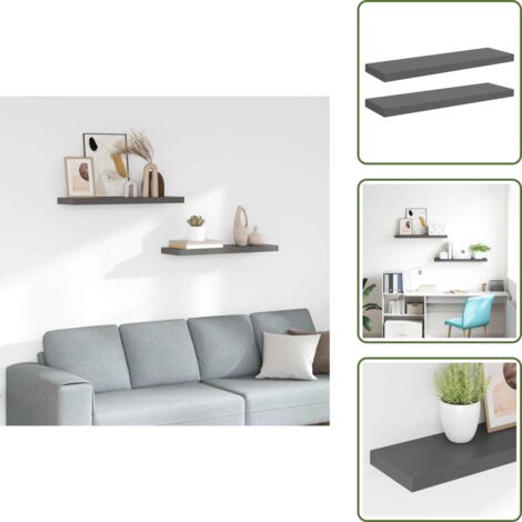 Scaffali per casa - vidaXL Scaffali a Parete 2 pz Grigio Lucido 80x23,5x3,8 cm in MDF - Scaffali per collezioni