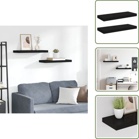 Scaffali per casa - vidaXL Scaffali a Parete 2 pz Neri 60x23,5x3,8 cm in MDF - Scaffali per arredamento