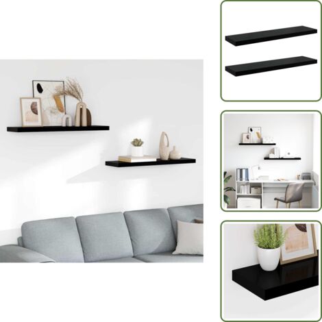 Scaffali per casa - vidaXL Scaffali a Parete 2 pz Nero Lucido 90x23,5x3,8 cm in MDF - Scaffali per collezioni