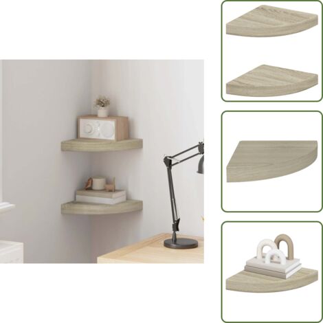 Scaffali per decorazioni - vidaXL Scaffali Angolari a Parete 2 pz Rovere 25x25x3,8 cm in MDF - Scaffali per premi