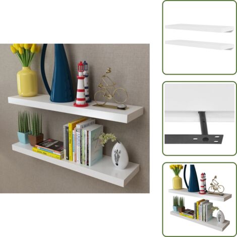 Scaffali per DVD - vidaXL Mensole a Muro Bianche 2 pz in MDF per Libri/DVD - Scaffali per collezioni